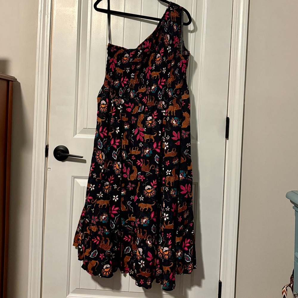 Torrid Multicolor Floral One-Shoulder Dress with Pockets!